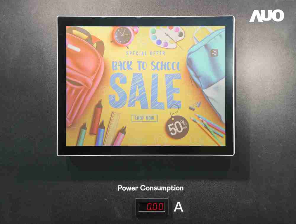 欧陆注册展示胆固醇液晶超低耗能户外全彩显示器，，，ChLC（胆固醇液晶）以双稳态技术使静态显示零功耗，，具省电、、、、高彩度、、、、环保的特性，，还整合软硬件系统解决方案，，可透过单一云端平台管理